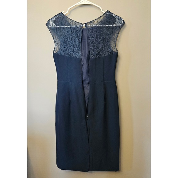 Azazie Navy Blue Bridesmaid Mother Of The Bride Short Dress Lace Size A2(S-M)‎ - Picture 8 of 11
